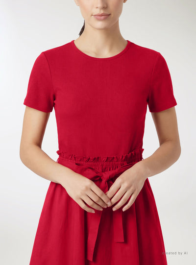 Long woven dress with sash