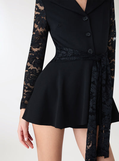 Vestito blazer con maniche in pizzo