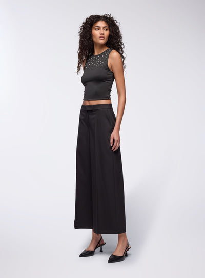 Pantaloni wide leg crop