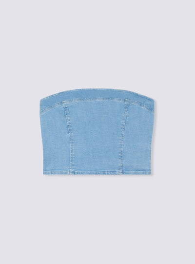 Top in denim a fascia