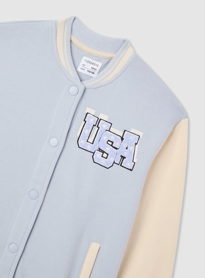 Bomber stile college in felpa