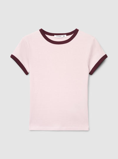 T-shirt crop con bordi a contrasto
