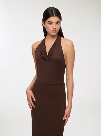 Body con scollo drappeggiato