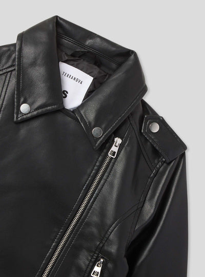 Chiodo crop effetto pelle