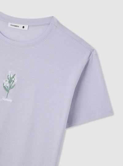 T-shirt con ricamo floreale