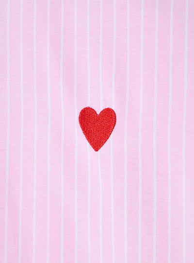 Camicia a righe con ricamo cuore