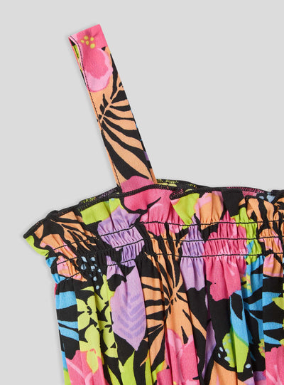 Top crop a fiori multicolor