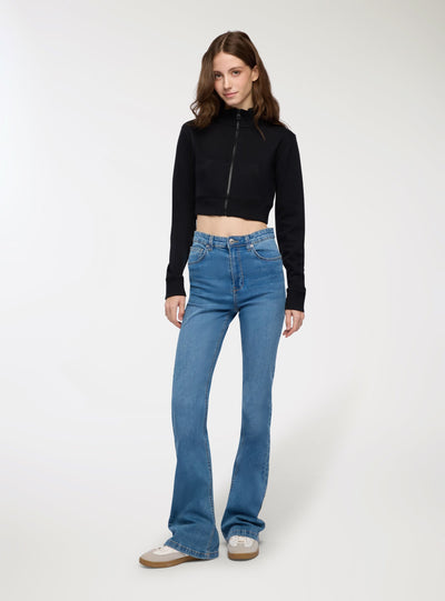 Jeans zampa a vita alta