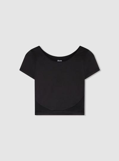 T-shirt sportiva crop con inserti trasparenti