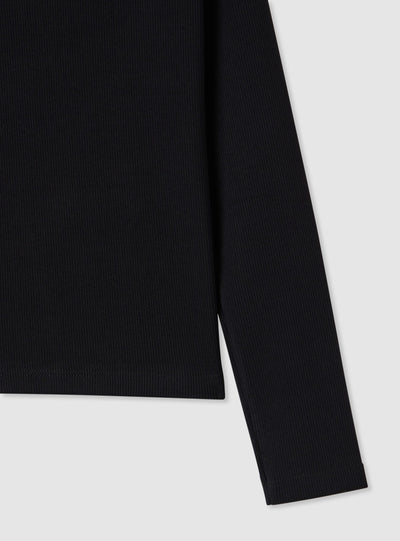 T-shirt a costine con maniche lunghe