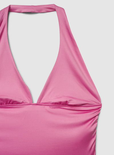 Top sportivo halterneck a tinta unita