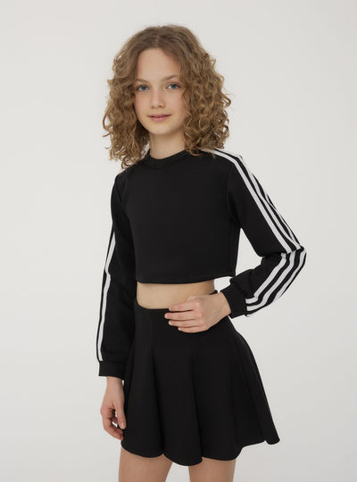 Felpa crop con bande