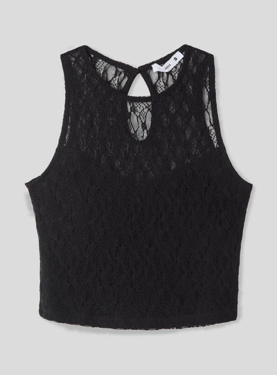 Top crop in pizzo con scollo americano