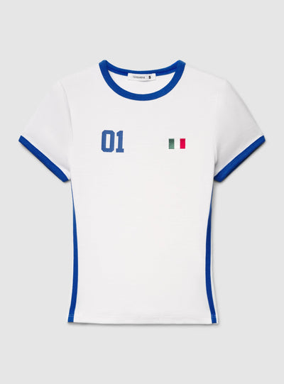 T-shirt crop con stampa numero