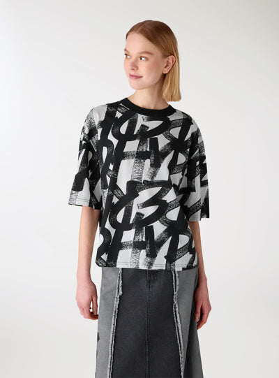 T-shirt over con stampa graffiti allover TRNPOPLAB