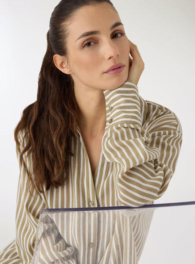 Camicia oversize a righe effetto lino