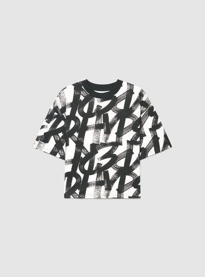 T-shirt over con stampa graffiti allover TRNPOPLAB