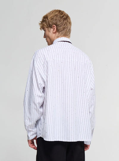 Camicia maxi a righe con borchie