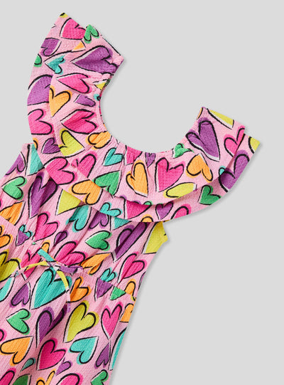 Vestito con cuori multicolore