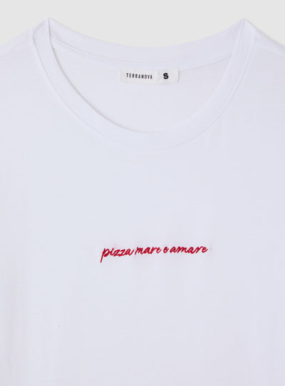 T-shirt con ricamo lettering