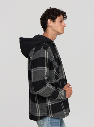 Giacca shacket imbottita con cappuccio