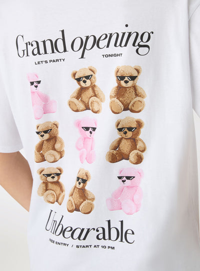 T-shirt ampia con stampa orsetti retro