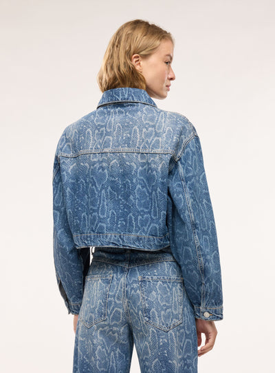 Jeans straight con stampa pitone