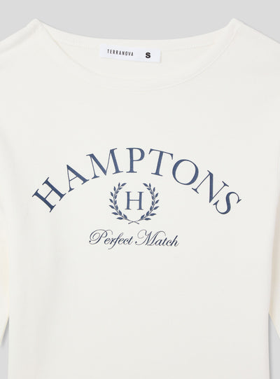 T-shirt crop stampa college