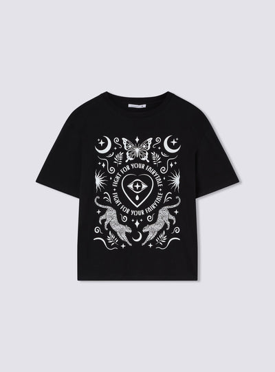 T-shirt ampia stampa in stile mistico