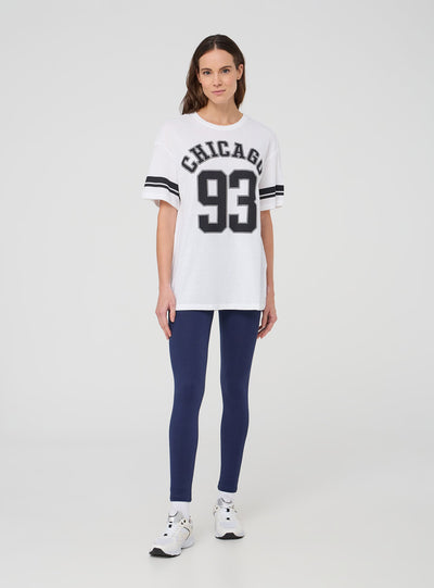 T-shirt maxi con stampa college e bande