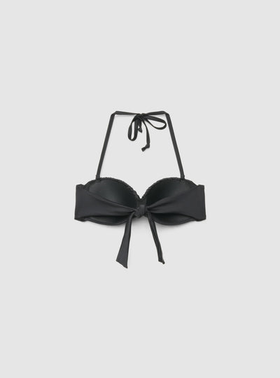 Reggiseno bikini a fascia arricciata con laccetti