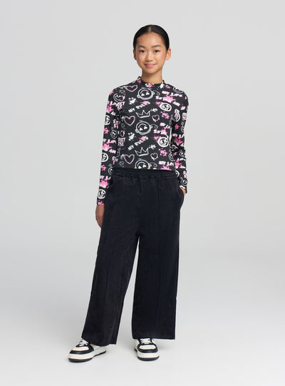 Pantaloni wide leg effetto velluto