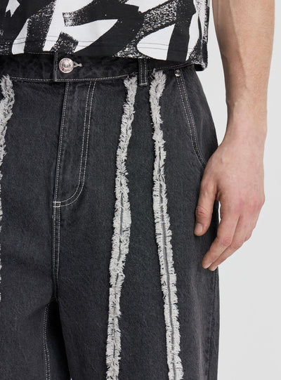 Pantaloncini baggy in denim con inserti sfrangiati TRNPOPLAB