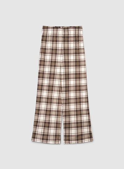 Wide-leg checked pajama trousers