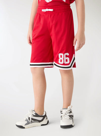 Pantaloncini tuta in rete con stampa numero