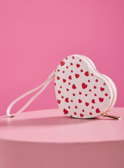 Portafoglio a forma di cuore con cuoricini