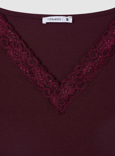 T-shirt con inserto in pizzo