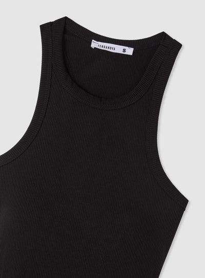 Vestito canotta a coste con scollo rotondo