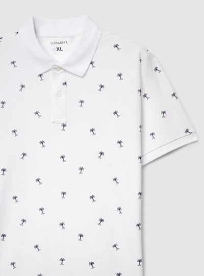 T-shirt polo piqué con microstampa palme