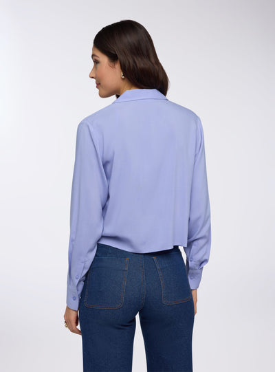 Camicia crop in viscosa con revers