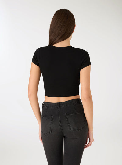 T-shirt crop a tinta unita