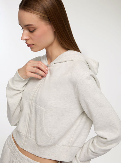 Felpa crop con cappuccio e zip