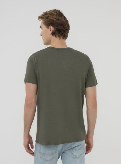 T-shirt serafino tessuto fiammato
