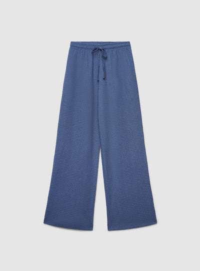 Pantaloni wide leg stropicciati con coulisse