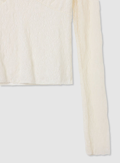 T-shirt in pizzo con scollo a V