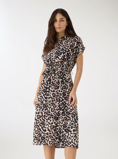 Vestito chemisier animalier con cintura