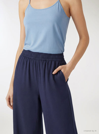 Pantaloni crop palazzo a tinta unita