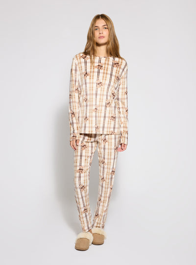 Pigiama con stampa orsetti e motivo tartan