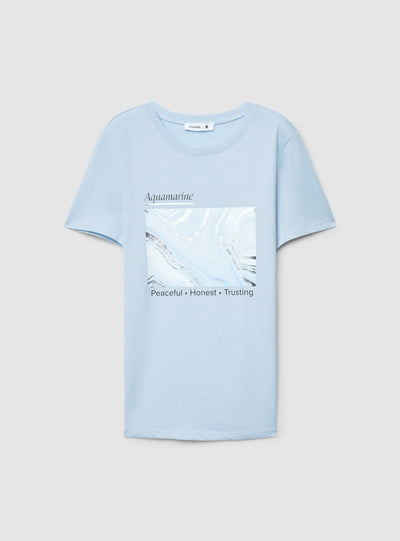 T-shirt with laminated effect print