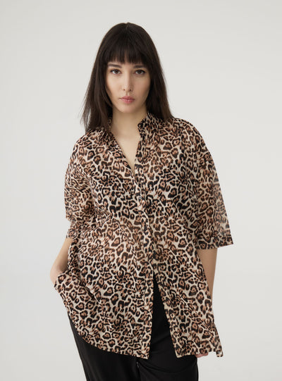 Camicia maxi fantasia animalier